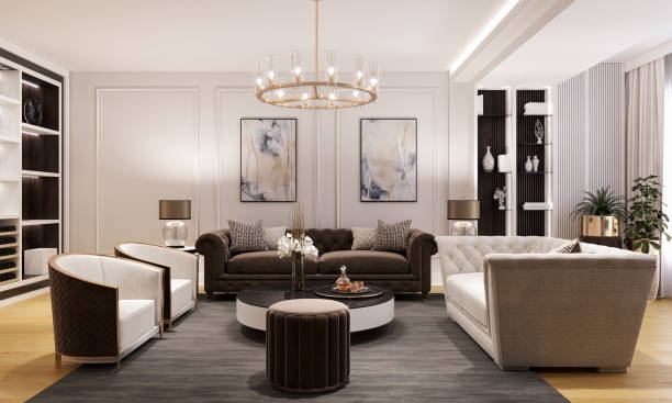 Un salón elegante en tonos neutros y marrón chocolate...❤️