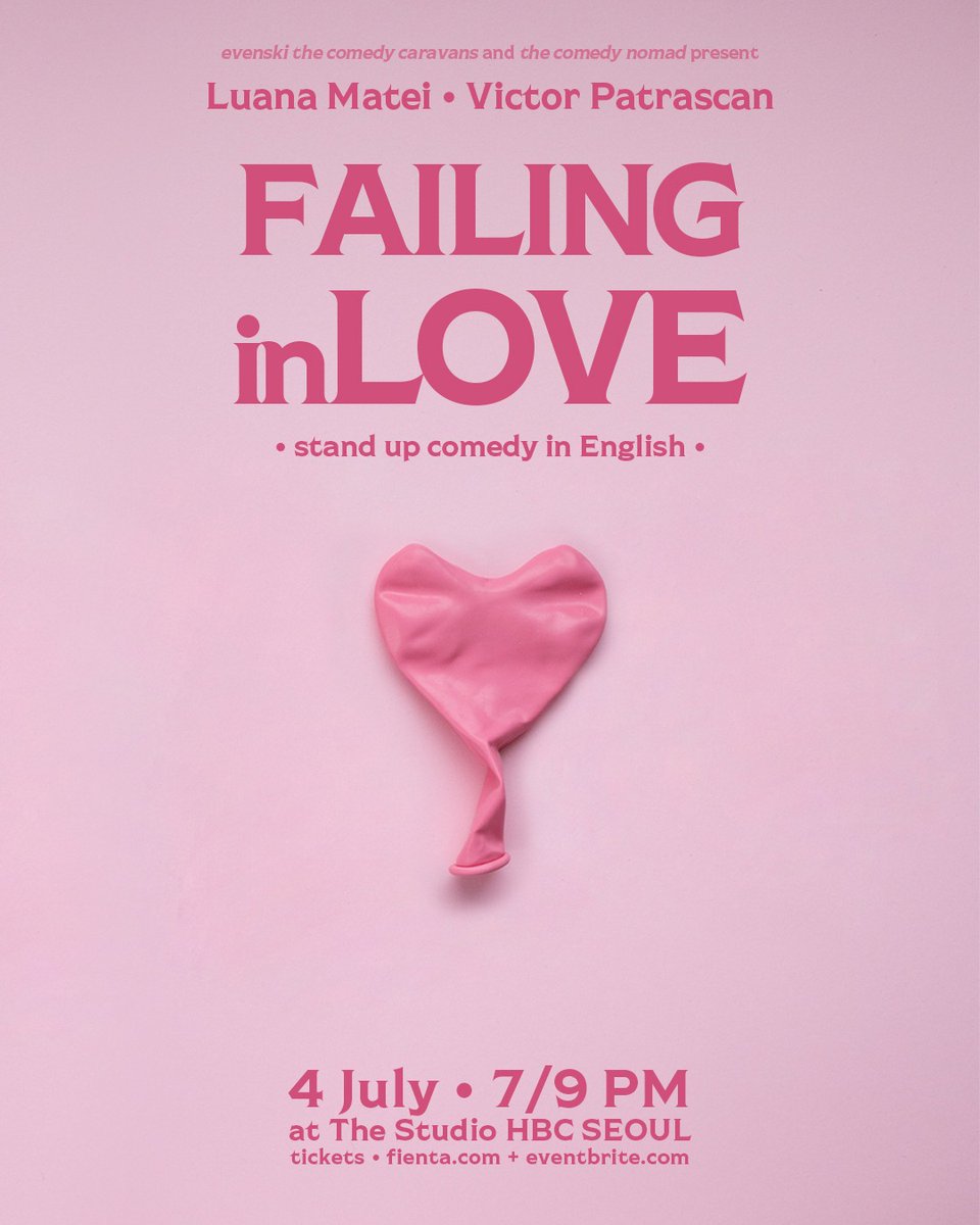 Stand up Comedy in English in Seoul 4 July at 7:00 and 9:00 PM at Studio HBC tickets here fienta.com/s/failing-in-l… #seoul #korea