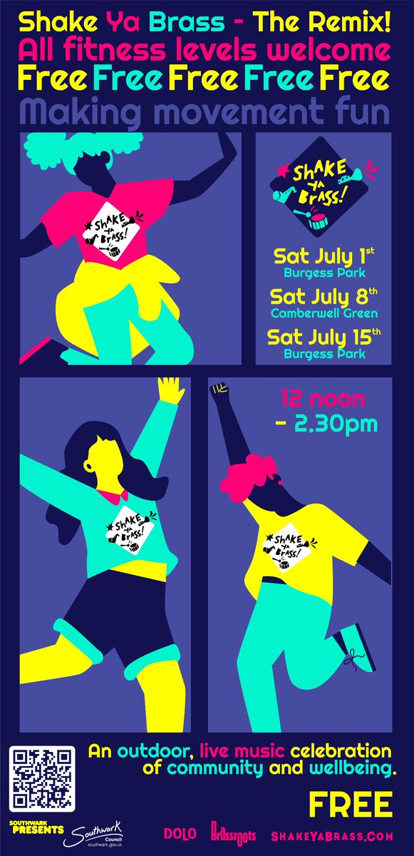 Dust off your lycra coz we’re back! Burgess Park 1st &amp; 15th July / Camberwell Green 8th July. 

<a href="/SouthwarkEvents/">Southwark Presents</a> #southwarkpresents: <a href="/shake_ya_brass/">ShakeYaBrass</a>  <a href="/LeahGeorges/">Leah Georges</a> <a href="/Brassrootsmusic/">BRASSROOTS</a>