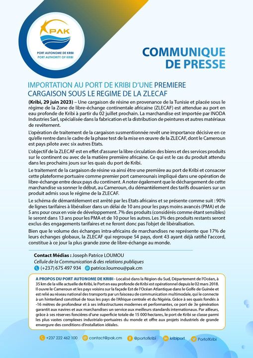 PortOfKribi's tweet photo. La ZLECAF en Action: le PAK accueille la Première Cargaison sous le nouveau régime …
#portautonomedekribi #ZLECAF https://t.co/ZRaRI7ldph