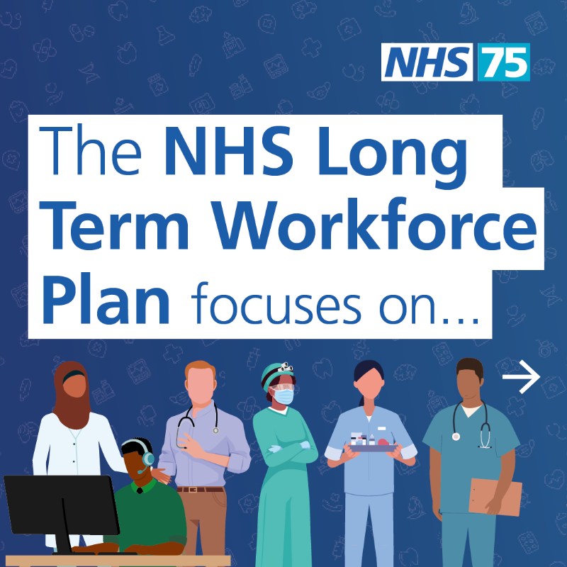 NHSEngland's tweet photo. Today we have launched the NHS Long Term Workforce Plan.

It builds on initiatives already happening in the NHS to boost training and improve retention by working differently, in a compassionate and inclusive culture.

Find out more. ⬇️