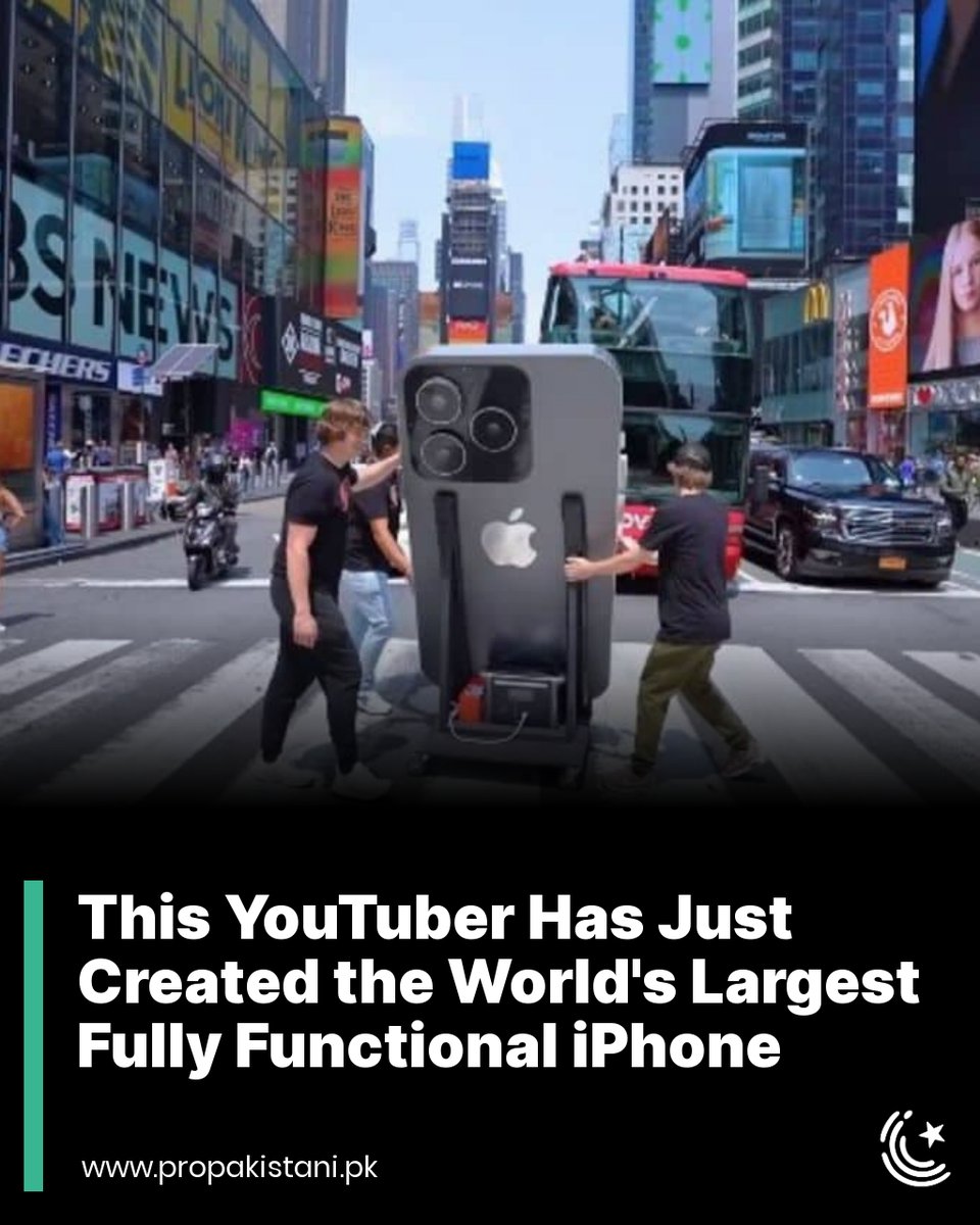 ProPakistaniPK's tweet photo. His team drove the giant iPhone all the way to New York City to capture people's reactions in Times Square.
Read More: https://t.co/D4hYtmBKZO
#Apple #iPhone #WorldsLargestiPhone #MatthewBeem https://t.co/4RbG0Lf4wT