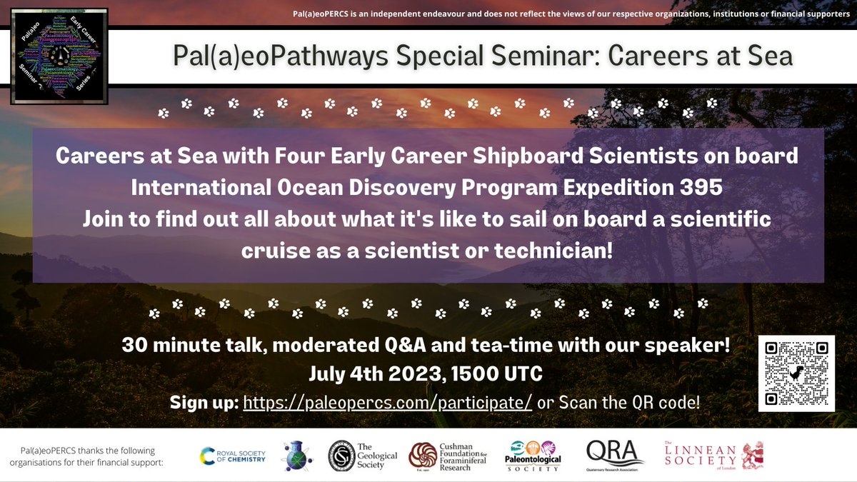 PalaeoPERCS's tweet photo. Happy Friday #PalaeoPERCS Community!
We are excited to announce the next seminar in #PalaeoPathways!
We will be joined by 4 early career folks on board the @TheJR sailing on #Exp395 !
Come & learn what it's like to sail as a shipboard scientist or a shipboard technician!
(1/4) https://t.co/kxFpNzx8bJ