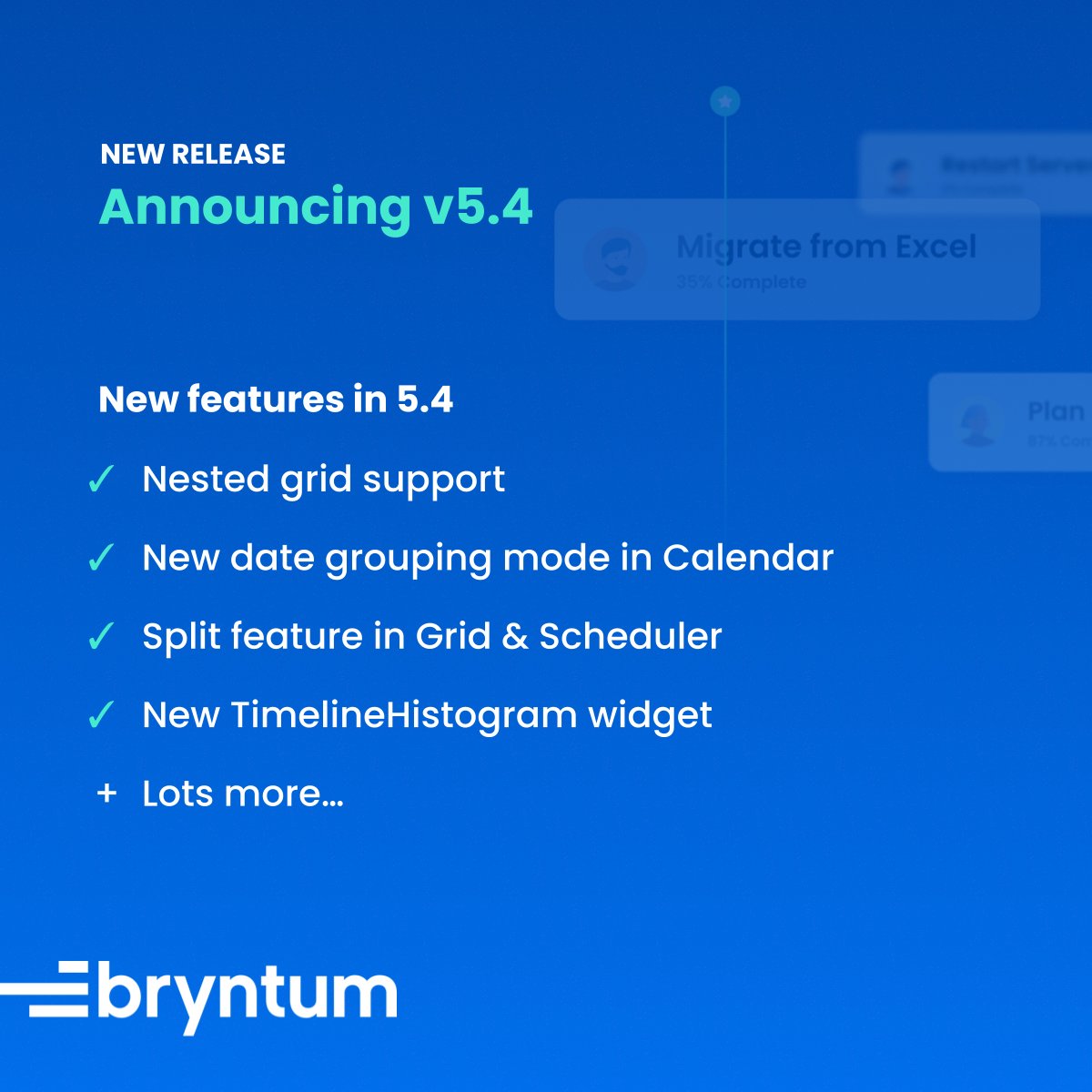 New shiny widgets, power features, plus turbocharged performance. Version 5.4 is now available for download! 🚀 All the details in the announcement blog post. ⬇️

bryntum.com/blog/whats-new…

#js #css #ui #components #webdev #react #angular #vue #dontreleaseonfridays
