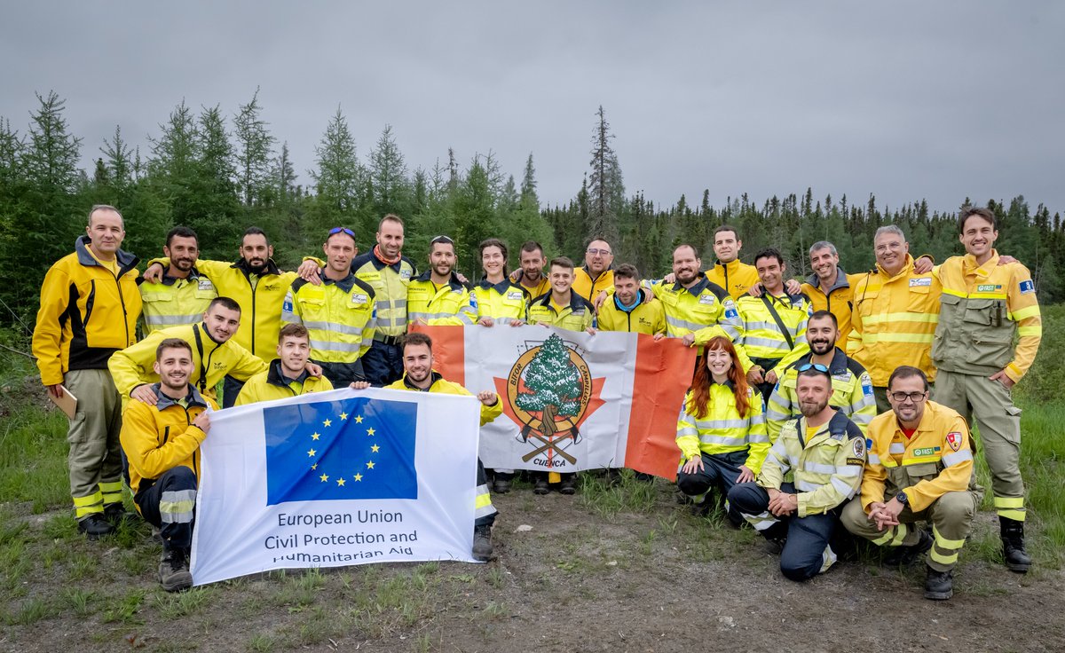 eu_echo's tweet photo. After two intense weeks battling wildfires in Canada, the #EUCivilProtection firefighting teams from France 🇫🇷, Portugal 🇵🇹 and Spain 🇪🇸 are safely back in Europe.

Thank you for your invaluable support!

#EUSolidarity https://t.co/IGJ4RSN8fg