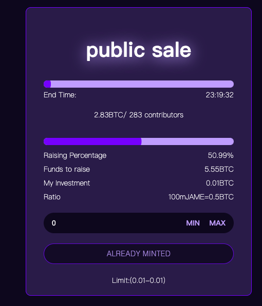 🚀After 40 minutes of going online, we have completed 50% of the fundraising amount.