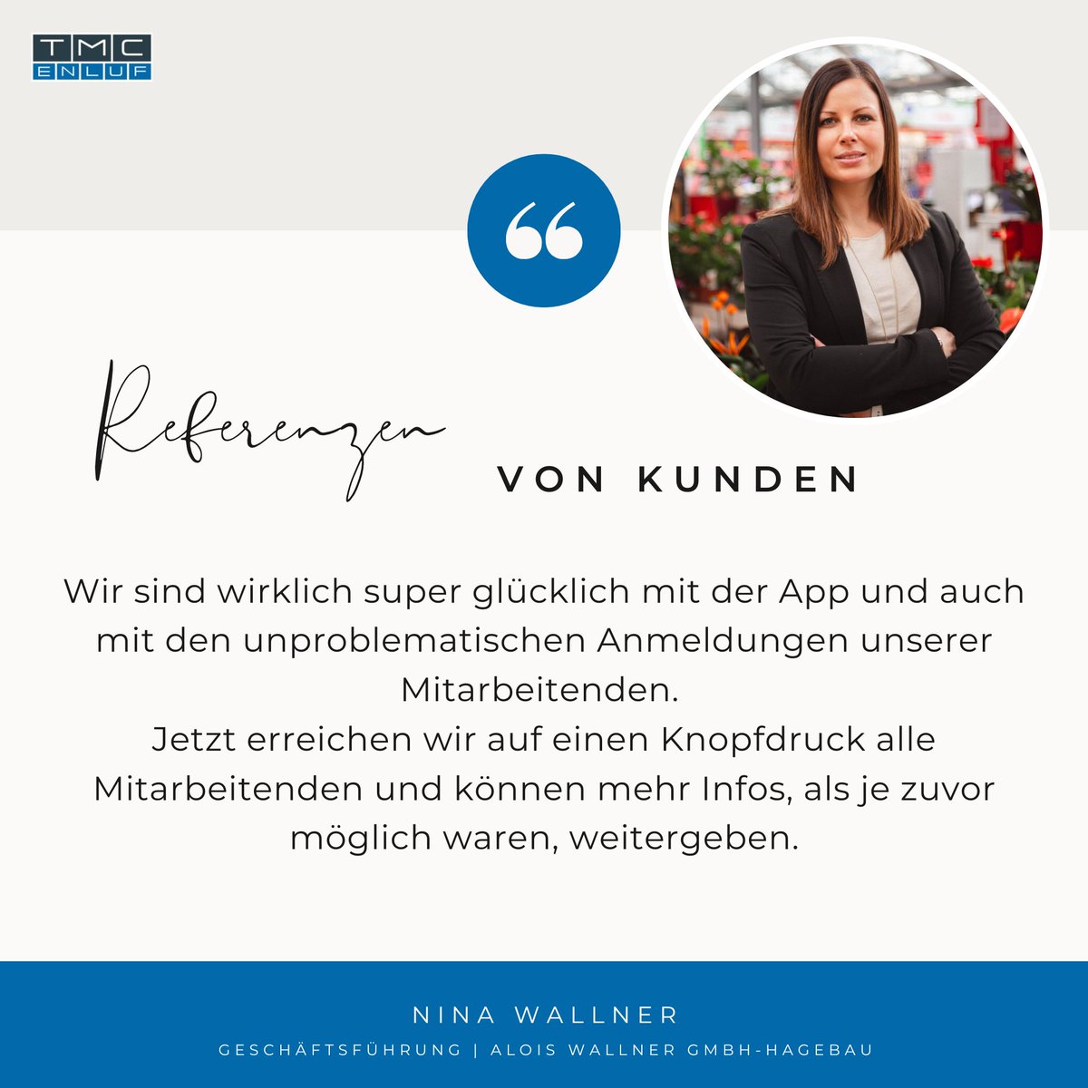 Verbesserte Kommunikation und mühelose Anmeldung - Eine positive Bewertung unserer App 📲💬👍. 
Wir sind dankbar für die Zusammenarbeit und das Vertrauen, das uns entgegengebracht wurde!
#TMCEnluf #Beekeeper #InterneKommunikation #Digitalisierung #Teamkommunikation