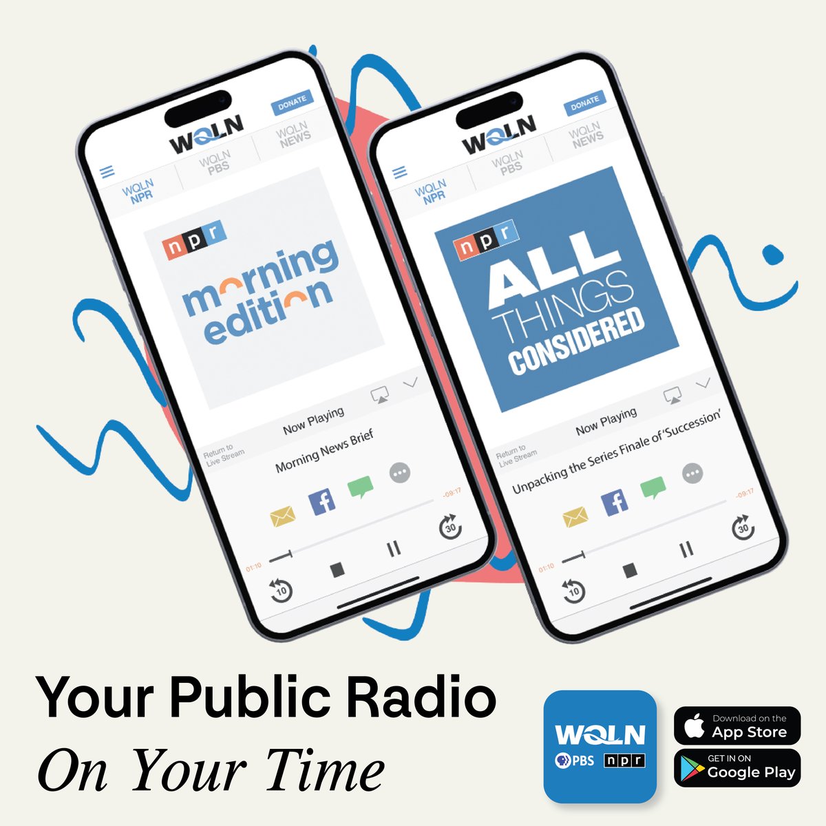 There's no need to miss out on your favorite news programs with the #WQLN app!📱

Download for FREE on the App Store & Google Play to keep up with #MorningEdition, #AllThingsConsidered, & so much more!