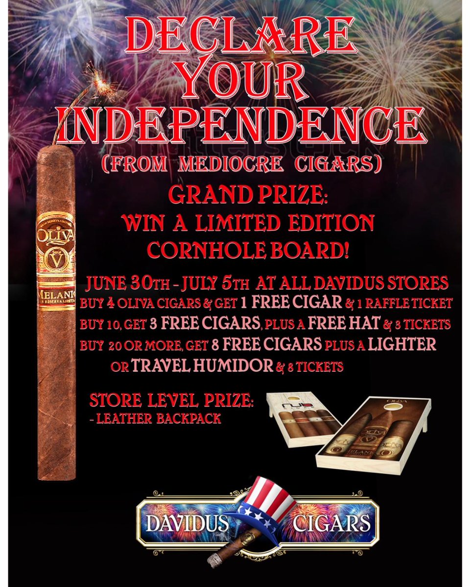 Enjoy the Oliva Promo starting TODAY! Get great deals here only at Davidus Cigars!
.
.
.
#cigaraficionado #botl #sotl #cigarsmoker #nowsmoking #daviduscigars #cigar #cigars #cigarlife #cigaroftheday #cigarsociety #cigarlover #cigarsnob #cigarlifestyle #cigarworld #cigarians #dav