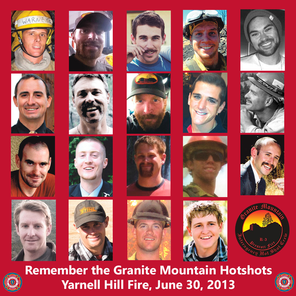 On June 30, 2013, 19 members of the #GraniteMountainHotshots made the ultimate sacrifice at the Yarnell Hill Fire in Arizona. It was the deadliest day for American firefighters since 9/11 &amp; one of the worst in history. #Remember their bravery and follow <a href="/gmhotshotcenter/">Granite Mountain Hotshot Center</a> for more.