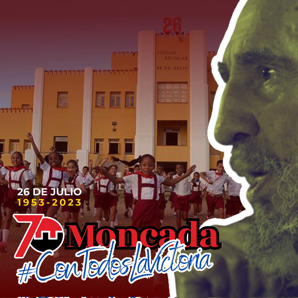 CentralEjercito's tweet photo. #70Moncada
En el año 1973,el líder de la Revolución Cubana, Fidel Castro expresó: “El Moncada nos enseñó a convertir los reveses en victorias.  No fue la única amarga prueba de la adversidad, pero ya nada pudo contener la lucha victoriosa de nuestro pueblo".
#ConTodosLaVictoria https://t.co/flpnQkeY96