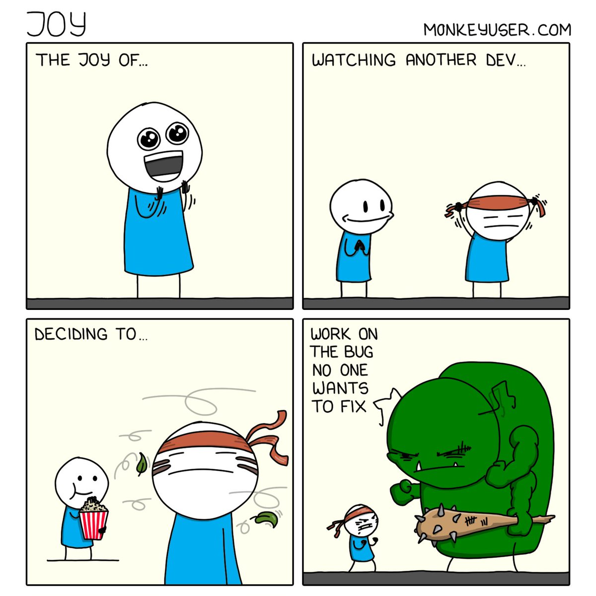leda_MC's tweet image. ¡Feliz Día Internacional del Chiste! 🤣 Y qué mejor que celebrarlo con una de las viñetas llenas de #humorTI de monkeyuser.com  sobre #DesarrolloSoftware
Que las risas no os falten hoy ni nunca 😉
#Humor #Developer #SoftwareDeveloper #Desarrollador