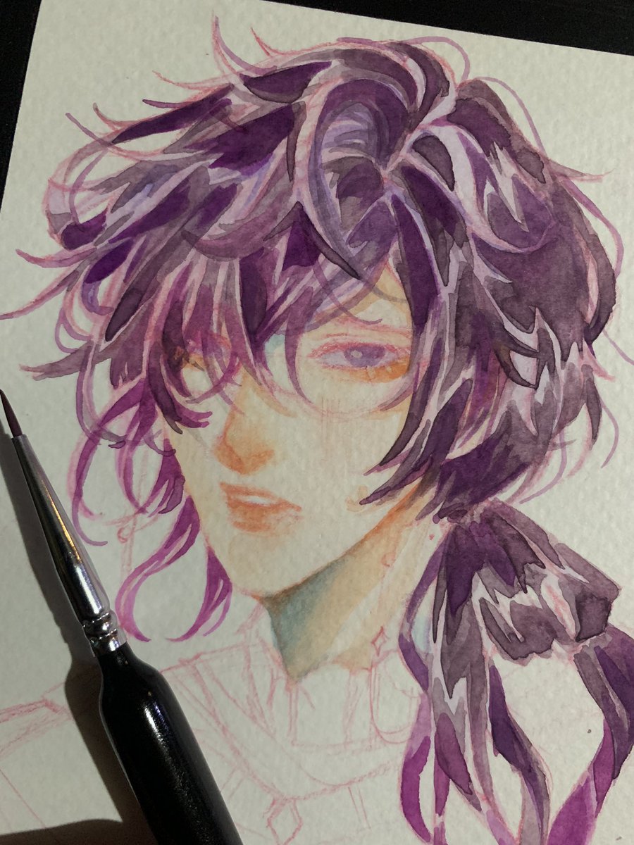 N1S3_BW's tweet photo. 💜 Long Haired Uki wip 💜

#watercolor #NIJISANJI_EN #UkiVioleta #wip https://t.co/qJLpwLclKt