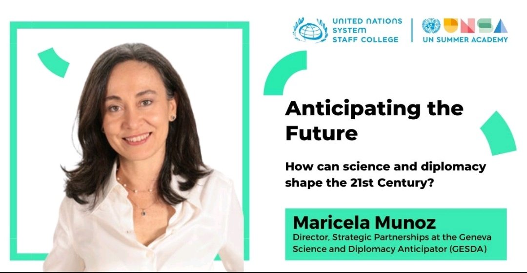 Geneva Science and Diplomacy Anticipator (@gesdaglobal) on Twitter photo How can #Science and #Diplomacy shape the 21st century?
<a href="/GESDAglobal/">Geneva Science and Diplomacy Anticipator</a>'s <a href="/MaricelaM_CR/">MaricelaM</a> is participating today in the event "Navigating a World of Disruption" by <a href="/UNSSC/">United Nations System Staff College</a> to talk about Anticipating the Future. How can #Science and #Diplomacy shape the 21st century?
<a href="/GESDAglobal/">Geneva Science and Diplomacy Anticipator</a>'s <a href="/MaricelaM_CR/">MaricelaM</a> is participating today in the event "Navigating a World of Disruption" by <a href="/UNSSC/">United Nations System Staff College</a> to talk about Anticipating the Future.
