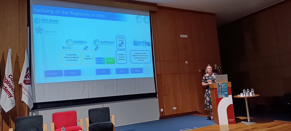 Natasha Appelman-Dijkstra from Leiden talking about the European registries on rare bone disorders @EuRRBone  with <a href="/ern_bond/">European Reference Network on Rare Bone Diseases</a>  at the 4th meeting on rare bone diseases in Coimbra, Portugal.