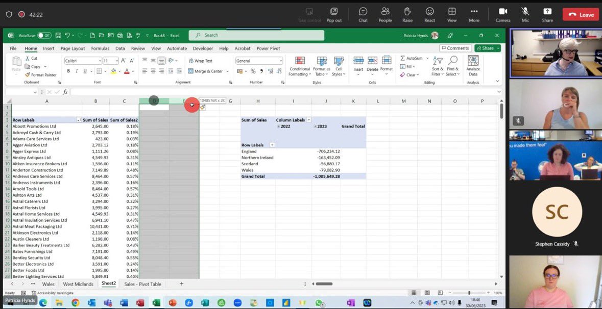 SonyaBigg's tweet photo. Who knew what all #msexcel could do?! π€― Thank you Patricia from #trainIT for a fab 2-day session on Intermediate Excel. Looking forward to putting our new found skills into practice and to seeing you later in the year for #msword https://t.co/o8XiW42jcq