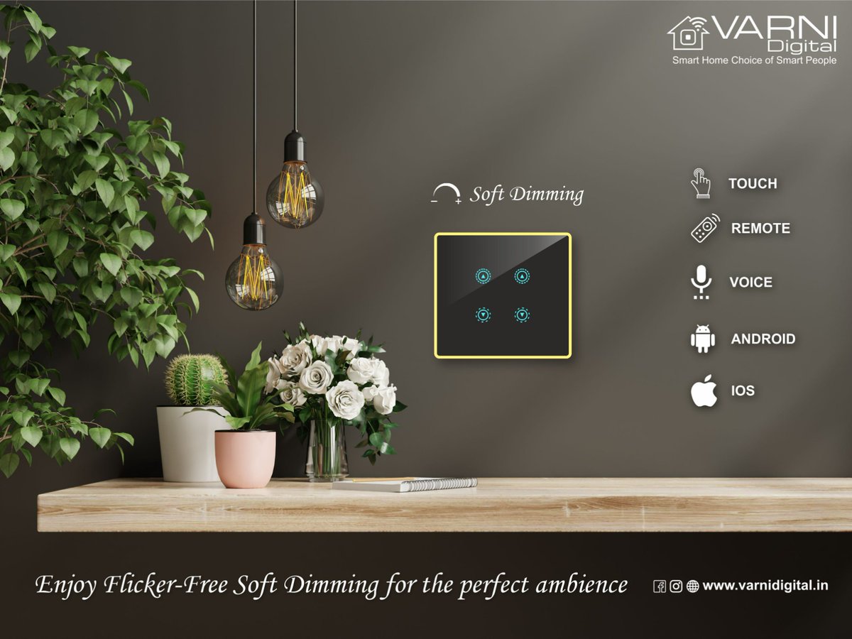 varni_digital's tweet image. Unleash the power of Touch to control your lights &amp;amp; experience our cutting-edge Dimmer Touch switch.

#touchswitch #touchswitchpanel #touchswichmanufacturer #dimmerswitch #smarthome #connectedhomes #decor #varnidigital