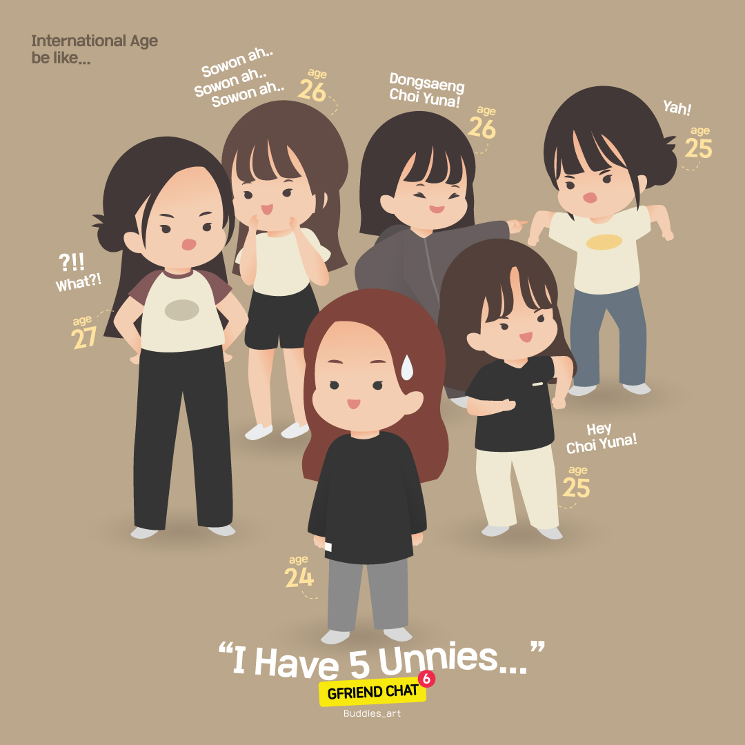 What does It feel like to have 5 Unnies..😂
Sowon🦊 - 27
Yerin🐥 - 26
Eunha🐰 - 26
Yuju🐶 - 25
Sinb🐱 - 25
Umji🐹 - 24
#gfriend #viviz #sowon #yerin #eunha #yuju #sinb #umji #art