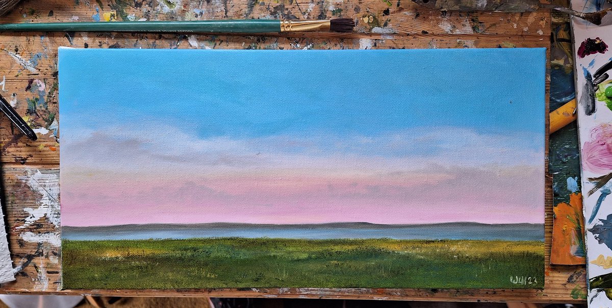 I'm unsure if these are finished yet, so I shall leave them for a while. Inspired by the early evening skies along the Fylde coast in Lancashire. #Fyldecoast #Saltmarsh #northernskies #oiloncanvas
