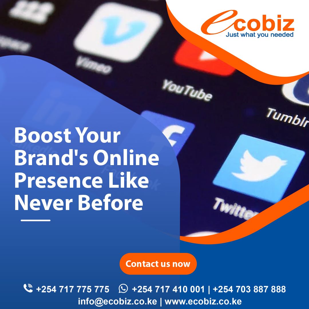 EcobizL's tweet photo. Ready to take your brand's online presence to new heights? Let's unlock the full potential of your brand's online presence together! https://t.co/1cHLF8Ip5o | deals@ecobiz.co.ke #socialmediamarketing #digitalmarketing #branding #engagement #connectingwithcustomers https://t.co/GE01oFtAdd