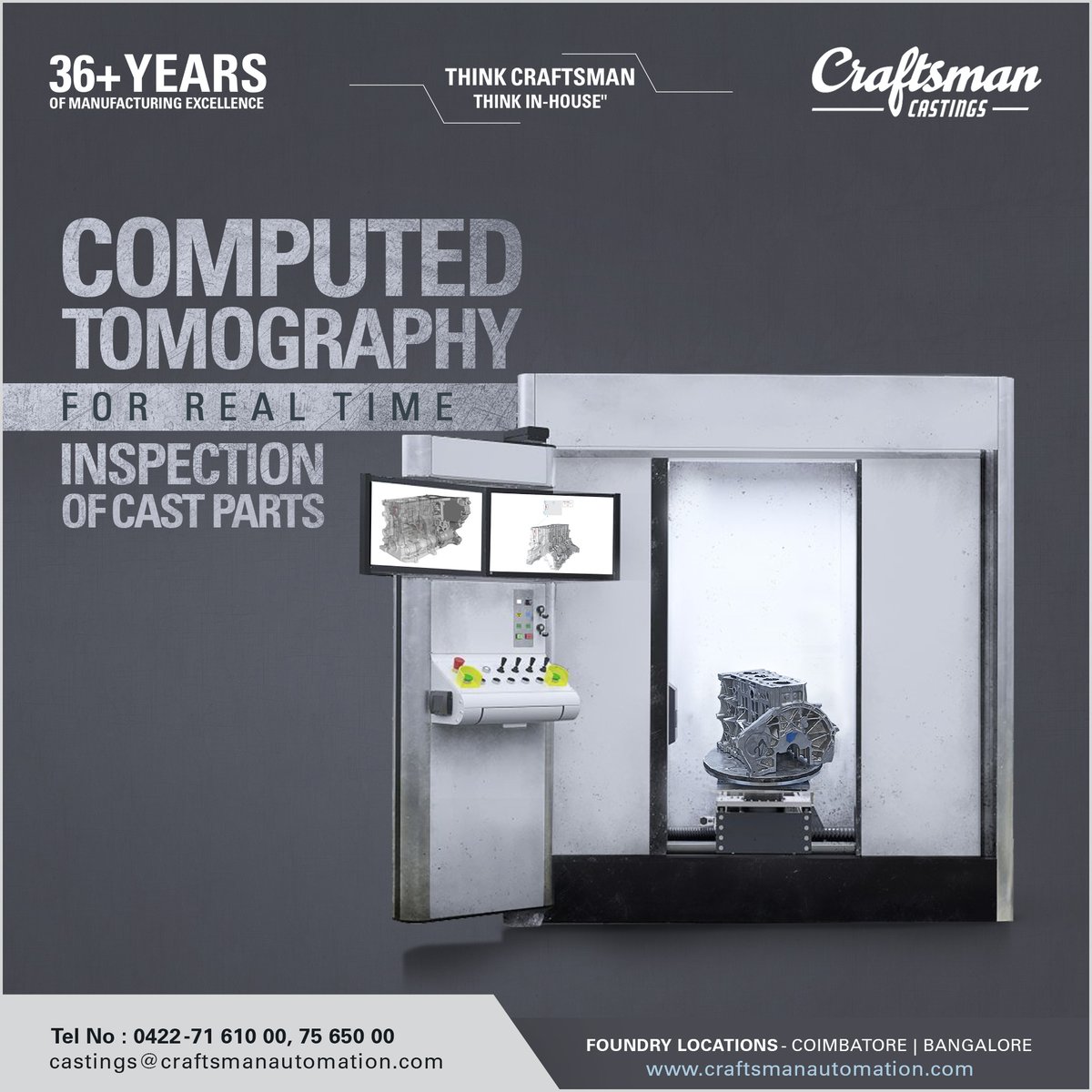 Casti1Craftsman's tweet photo. Craftsman is known for its Engineering Advantage. With highly flexible X-ray CT scan system with six linear motorized axes allows for optimized for a variety of types and scanning configurations. 

https://t.co/3GH3Q6P9jt

#aluminiumcasting #CraftsmanAutomation #CraftsmanCastings https://t.co/ZEDrl0zan3
