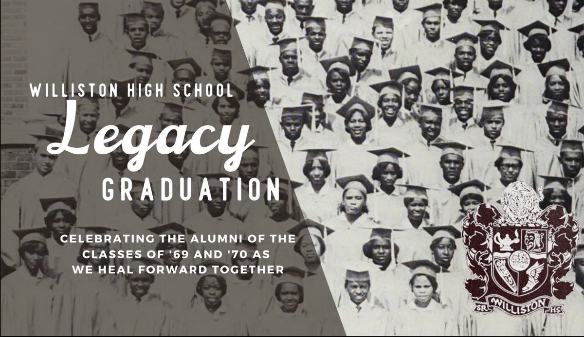NewHanoverCoSch's tweet photo. Tomorrow a Legacy Graduation Ceremony will take place to honor members of the Williston Senior High Classes of 1969 and 1970, who were denied the opportunity to graduate from their school, but who came through those turbulent years with grace, strength, wisdom, and dignity. https://t.co/lS8egvG5NB