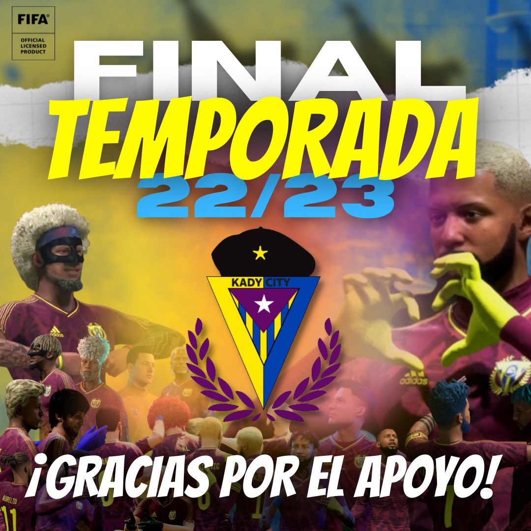 KadyCity's tweet photo. 𝗙𝗜𝗡 𝗗𝗘 𝗧𝗘𝗠𝗣𝗢𝗥𝗔𝗗𝗔

Una temporada especial por ser la primera vez que nos adentrábamos en el mundo de #ClubesPro. 

Finalizamos todas nuestras competiciones oficiales.

Después de 9 meses de @EASPORTS toca unas vacaciones.

¡Nos vemos en Septiembre!

#KADYCITY

🟡🔵 https://t.co/VuIvwV60tE
