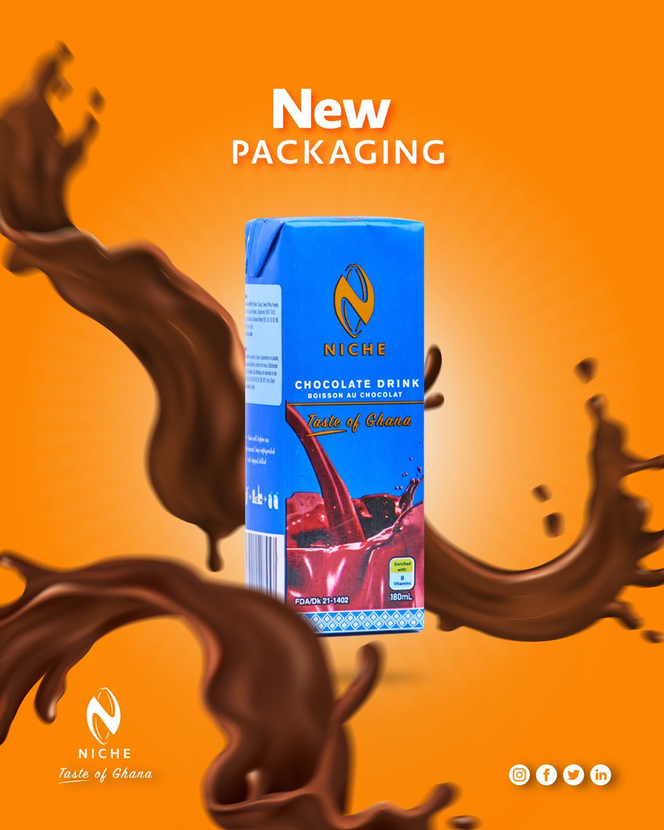 Our new chocolate drink packaging is the perfect way to brighten up your day!

#nichecocoa 
#Nichechocolatedrink 
#tasteofGhana