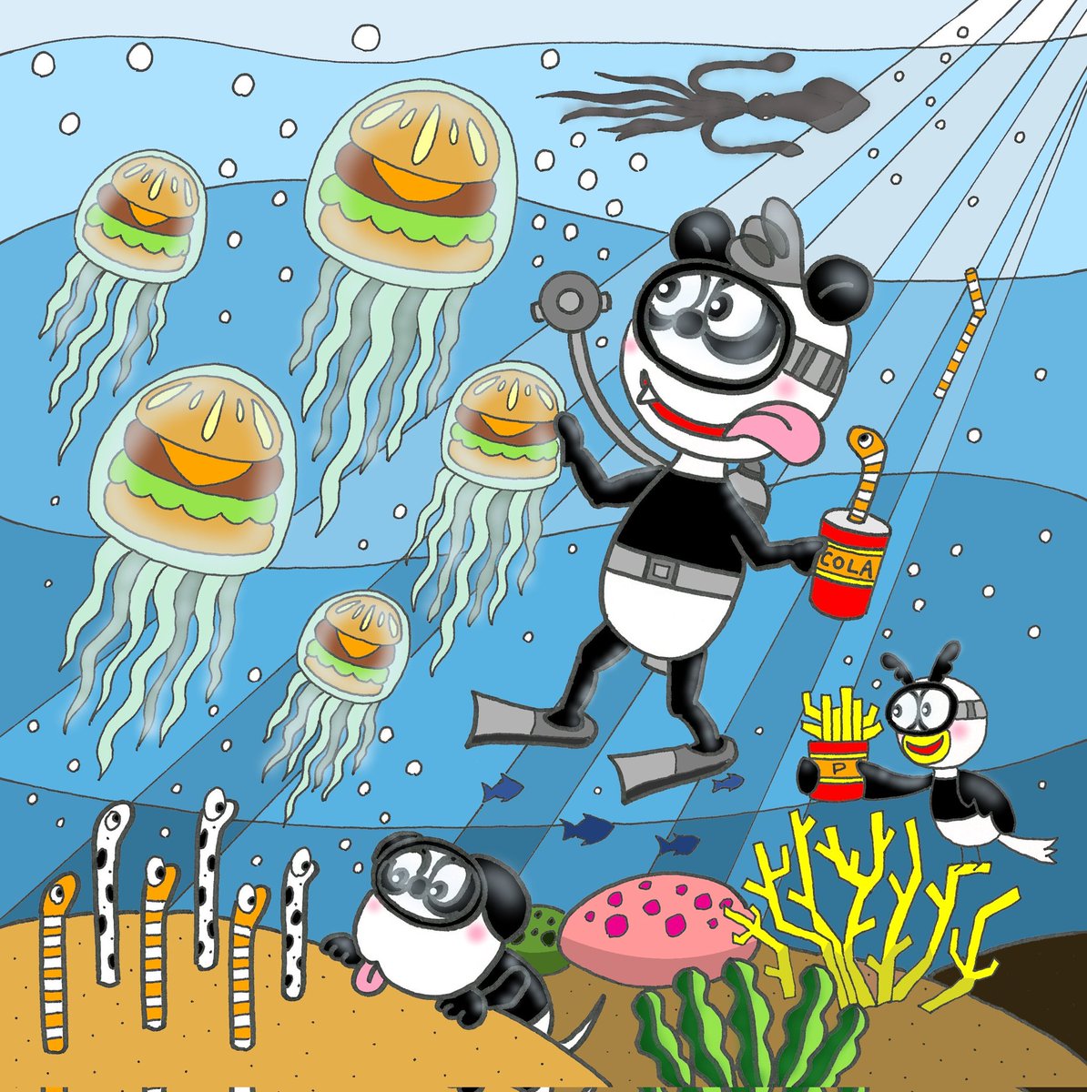 Panda___Panda_'s tweet photo. PANDA!PANDA? #panda #Animal #bear #Cat #cute #kawaii #love #illustration #Illustrator #art #artist #cartoon #comic #manga #animation #drawings #family #Life #熊猫 #漫画 #絵 #イラスト #イラストレーター #パンダ #クマ #猫 #かわいい #家族 #SEA #hamburger #scubadiving https://t.co/s1enrgSImt
