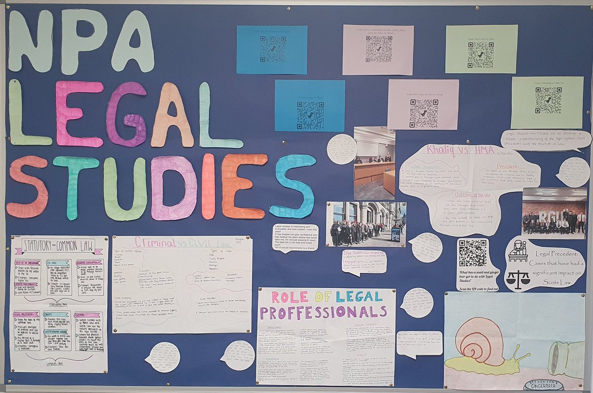 MrsStockleyMS's tweet photo. Love a wee QR code. 
Highlighting career links and possible further study.
#modernstudies #legalstudies https://t.co/P11HcFQv7Q