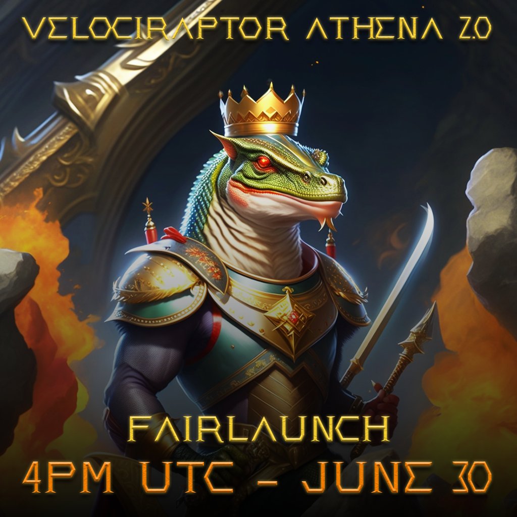 $VeAthena is coming back with a new better version 
🔥 Velociraptor Athena 2.0 🔥

🦖 Launch at 4PM UTC June 30 🦖

📌 CA: 0x2CCcbf481e52AEB99fdC0f012201B3B5b1879a69

Stay tuned for more great news