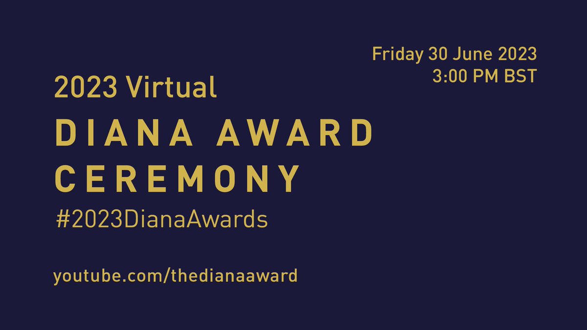 I’m proud to announce that I’m receiving a @DianaAward today! Watch the #2023DianaAwards virtual ceremony to support me and other young visionaries and leaders today at 15:00 BST.

Get your free ticket: 2023dianaawards.eventbrite.co.uk