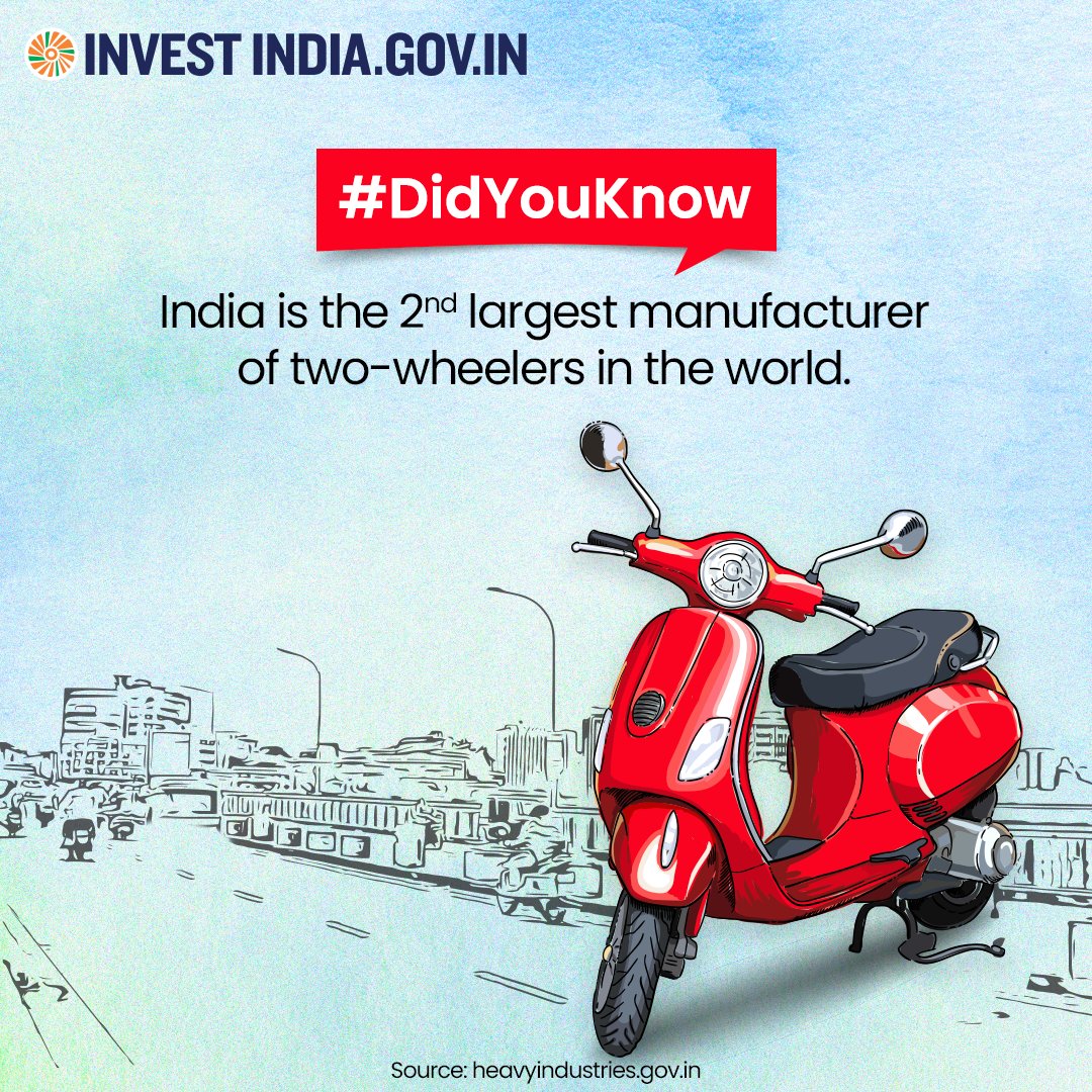 #InvestInIndia

#NewIndia recorded production of over 19 Million two-wheelers in 2022-23.

Explore the auto sector here: bit.ly/II-Automobile

#InvestIndia #MakeInIndia #Automobiles #TwoWheelers #AutoIndustry @DrMNPandeyMP @makeinindia