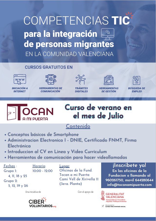 tocanamipuerta's tweet photo. ¡Ya quedan pocas plazas!...
#cursosTIC #TIC #competenciasdigitales
@cibervoluntario https://t.co/qWI0pvVVLr