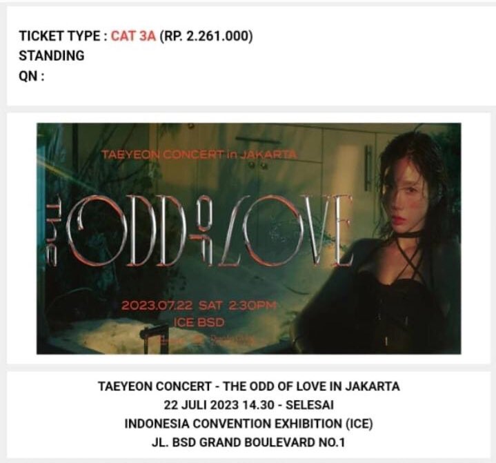 #wts #WTS #wtb #taeyeon #TAEYEON_TheODDOfLOVE want to sell ticket taeyeon concert cat 3, yg minat dm yaaaa, harga sesuai sama gambar di bwh inii, gaada tambahan hargaaa!!