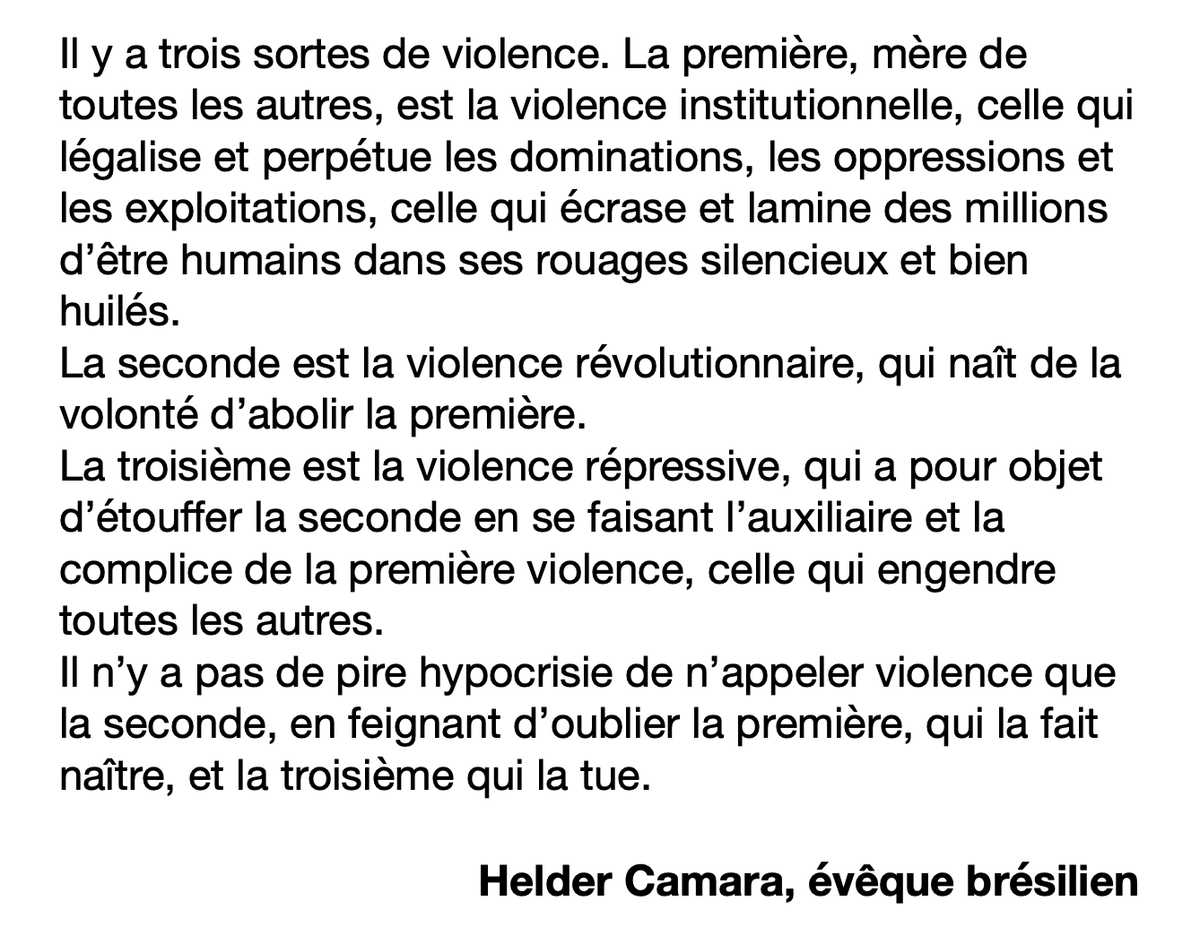 Un petit rappel aux donneurs de leçons, aux hypocrites qui appellent au "calme" et aux défenseurs inconditionnels d'un système violent et injuste (oui, on peut être les trois à la fois).