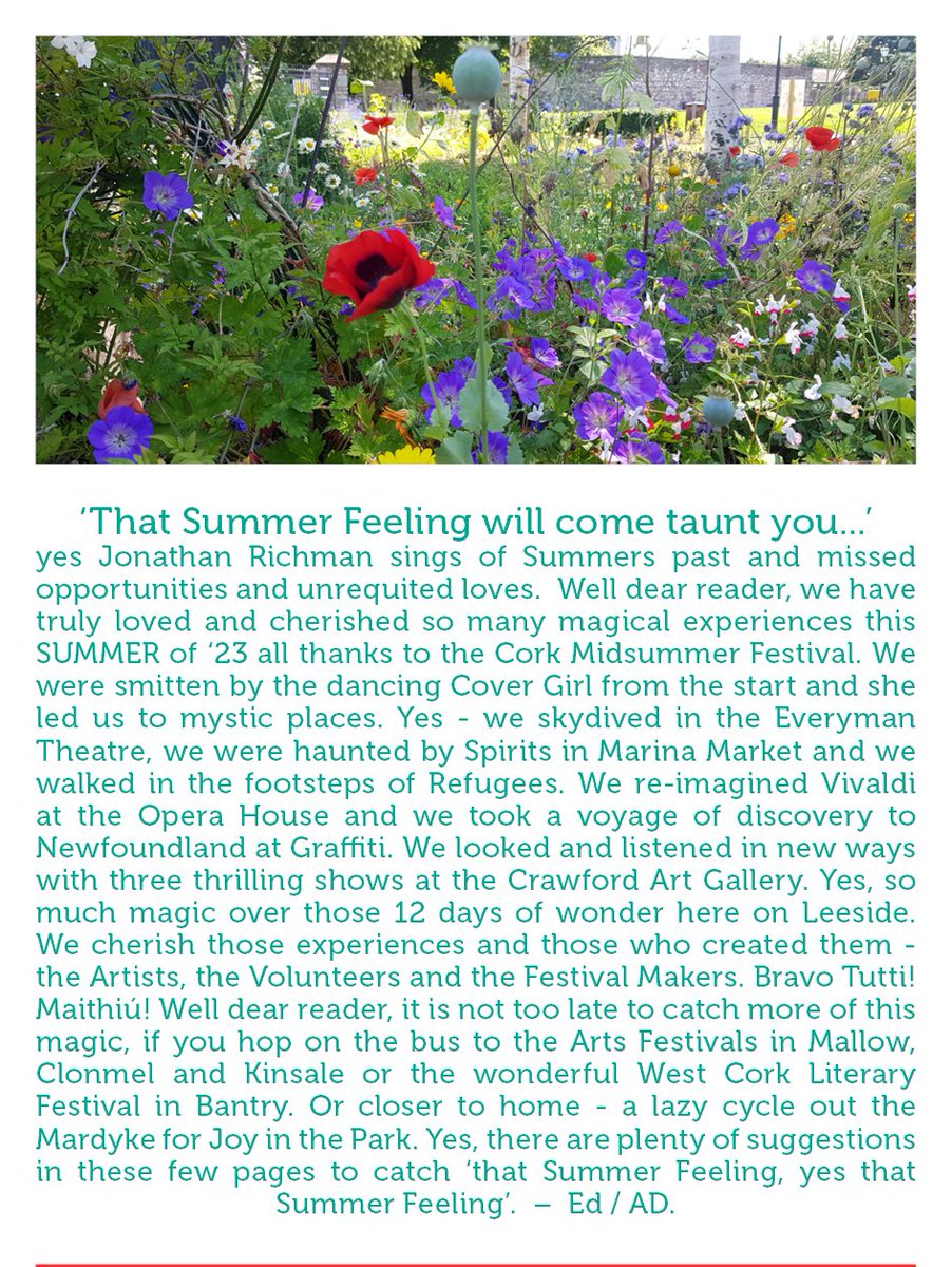 whaZonCork (@whazoncork) on Twitter photo youtube.com/watch?v=3zmy2o…
We are sending this tune & words out to the fantastic folks at the marvellous <a href="/CorkMidsummer/">Cork Midsummer Festival</a> Festival 2023. Bravo Tutti + Maithiú. We hope you enjoy the late Summer Days, some very lazy ones after such 'Trojan' work. ❤️🌼🌞⛱🦋 youtube.com/watch?v=3zmy2o…
We are sending this tune & words out to the fantastic folks at the marvellous <a href="/CorkMidsummer/">Cork Midsummer Festival</a> Festival 2023. Bravo Tutti + Maithiú. We hope you enjoy the late Summer Days, some very lazy ones after such 'Trojan' work. ❤️🌼🌞⛱🦋