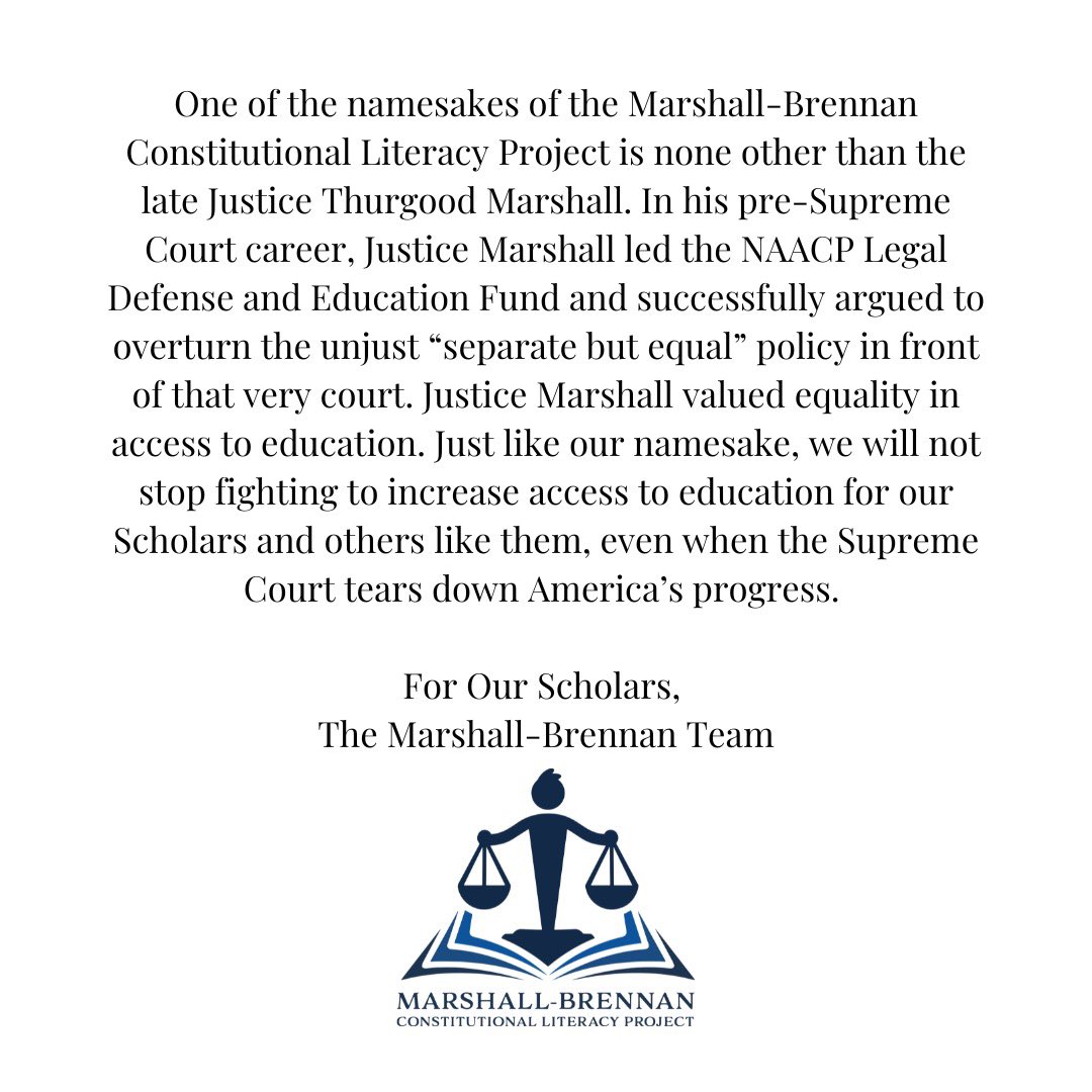 A statement from the Marshall-Brennan Constitutional Literacy Project team about yesterday’s Supreme Court decision to end affirmative action.