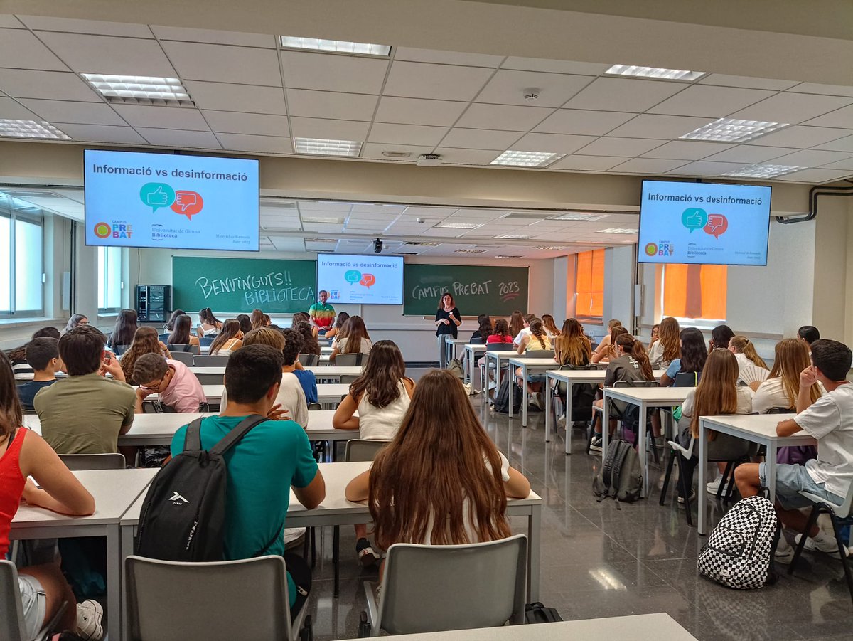 iplanascam's tweet photo. @univgirona Alumnes implicats i motivats als tallers "Informació vs desinformació" de la @UdGBiblioteca #UdGCampusEstiu @univgirona clau per: aclarir conceptes, destriar info fiable vs no fiable i descobrir eines de verificació. Genial!!! https://t.co/Lhb6bS4a1B