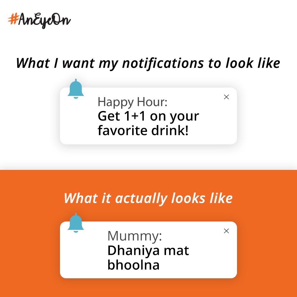 Tring! Tring! Tring! Welcome to the crazy world of notifications.

#BangOnWithAnEyeOn #AnEyeOn #AEO #TeamAEO #expectationsvsreality #topicalspot #topicalpost #momentmarketing #fridayfun 
@SavvytreeSocial @Social_Samosa @allindiamemes @MadOMarketing