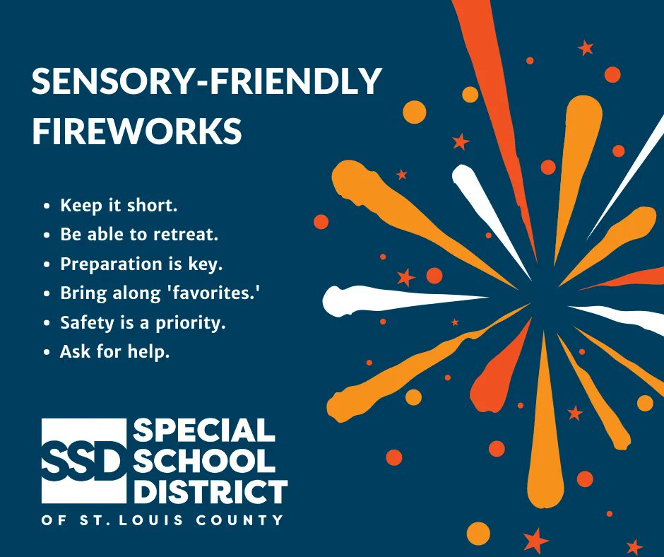 SouthviewSSD's tweet photo. Have a sensory-friendly Fourth of July by following these tips and tricks for fireworks! https://t.co/JxpSqZ1Mcb