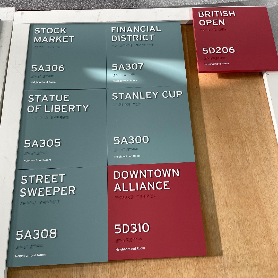 More premium and high-end signs for our friends at Google. Cadwell offers three price points for our ADA signs. Starting with the core version and then the custom version, and finally, the sky is the limit with our premium versions of custom-built ADA signs.