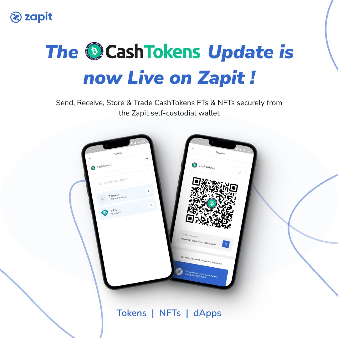 🚨Announcement(s)🚨

1/ Zapit v0.8 is live on Android! What’s new?

✨Support for #CashTokens, which means memecoins, FTs, NFTs, dApps &amp; more!
✨Zapit’s public registry based on BCMR!