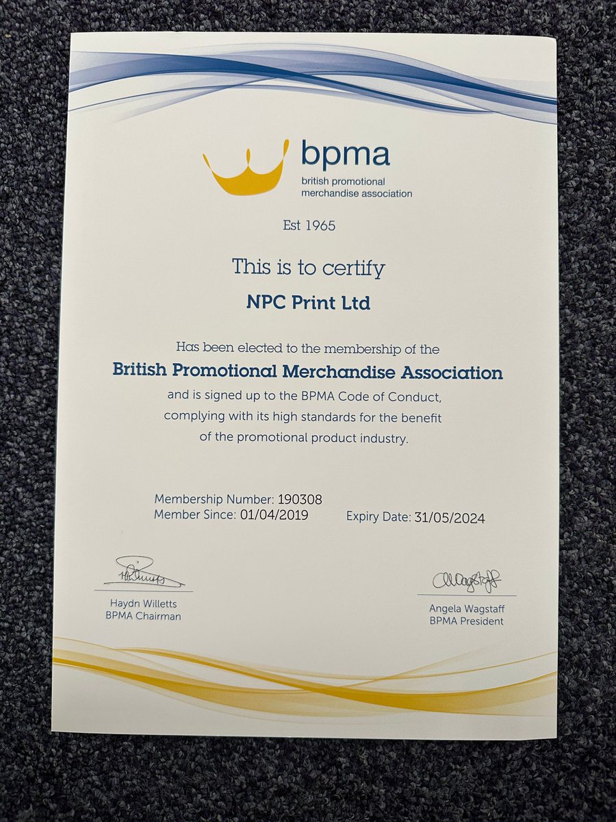 We recently received our Certificate of Renewed Membership for the BPMA for this year! 🤩🙌🏼

📍Unit Q, Linsford Business Park, Linsford Lane, Mytchett, Surrey, GU16 6DL
☎️ 01276783021
📧 enquiries@npcprint.co.uk
#marketingmaterials #printmaterials #professionalprinting