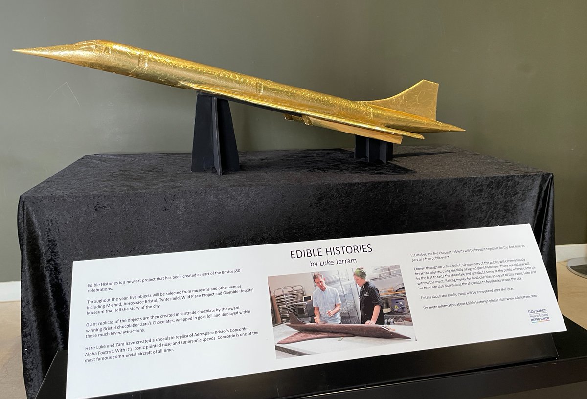 Is that a chocolate Concorde?🤩 As part of Bristol 650's new 'Edible Histories' project, a chocolate Concorde, designed by artist Luke Jerram, will be on display at Aerospace Bristol until October. Read more about the chocolate model here⬇️ ow.ly/RNpX50P0oEi