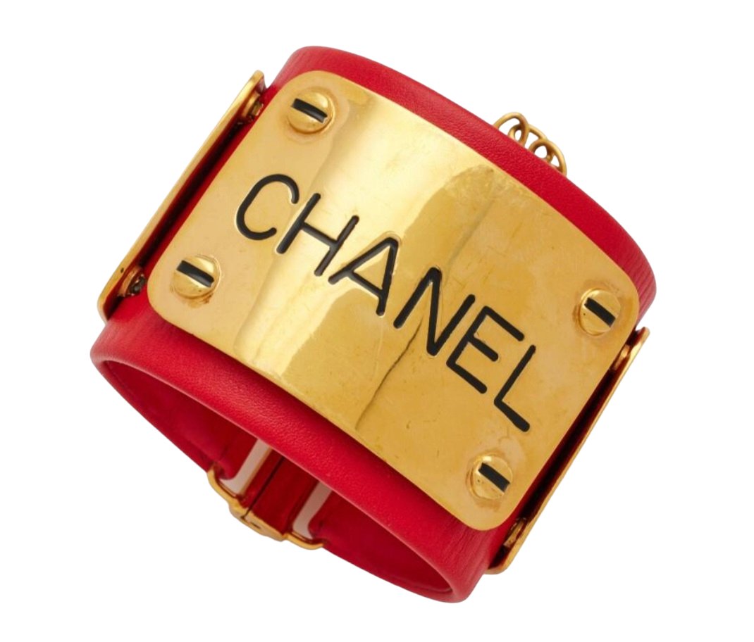 Check out Rare Chanel Red Lambskin & Gold Metal Logo Wide Cuff Bracelet 1990 ebay.com/itm/1259964805… #eBay via @eBay #rarechanel #designer #vintagechanel #cuffbracelet #vintagejewelry #leather #statement