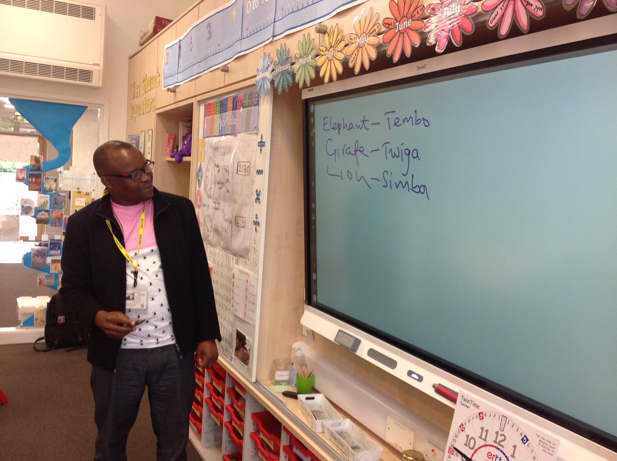SPMVPine's tweet photo. Today we had a special visit from Halifa who is from our partner school Chumbageni in Tanzania 🇹🇿 We had the opportunity to ask him some questions about life at school, sung the Tanzanian National Anthem, learned some names of animals in Swahili and sung our Big Sing songs 🎶 https://t.co/n0wbITNv5I