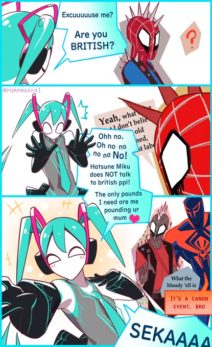 Hobie's canon event  #SpiderVerse #SpiderManAcrossTheSpiderVerse #HobieBrown #MiguelOHara #HatsuneMiku