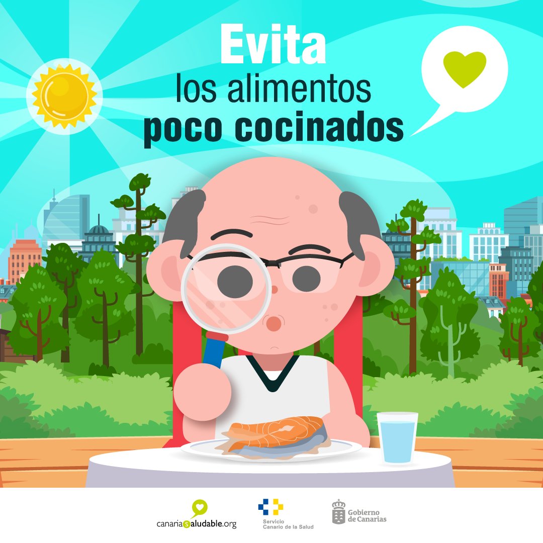#SeguridadAlimentaria

Si vas a comer fuera de casa 🧐, en bares y restaurantes , en este verano, asegúrate de que los alimentos estén bien cocinados, el huevo 🥚 de las tortillas bien cuajado o la carne bien hecha 🥩

<a href="/SanidadGobCan/">Sanidad Gobcan</a> <a href="/PresiCan/">Presidencia GobCan</a> <a href="/juventudcanaria/">JuventudCanaria.com</a> <a href="/012gobCan/">012Gobcan</a>