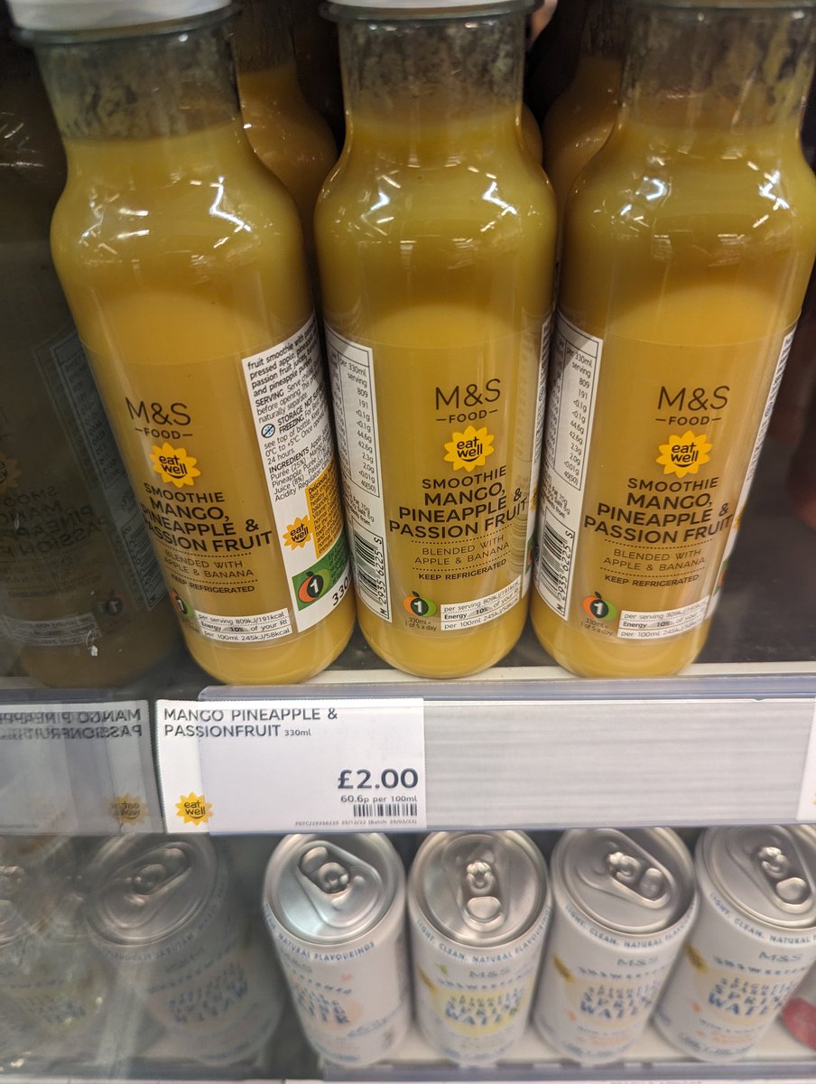 Cheapest drink at @marksandspencer ... A bottle of coke. In the meantime their own brand smoothies are £2 for both 330ml or 750ml. How can you justify this price gouging??